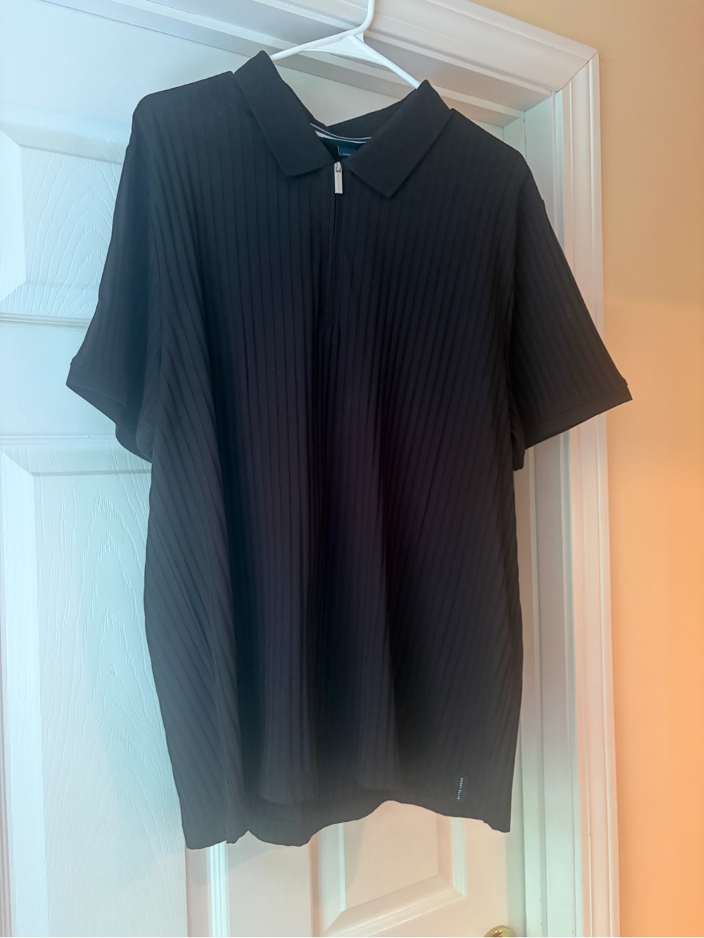 Perry Ellis Men's Quarter-Zip Ribbed Knit Stretch Polo Shirt